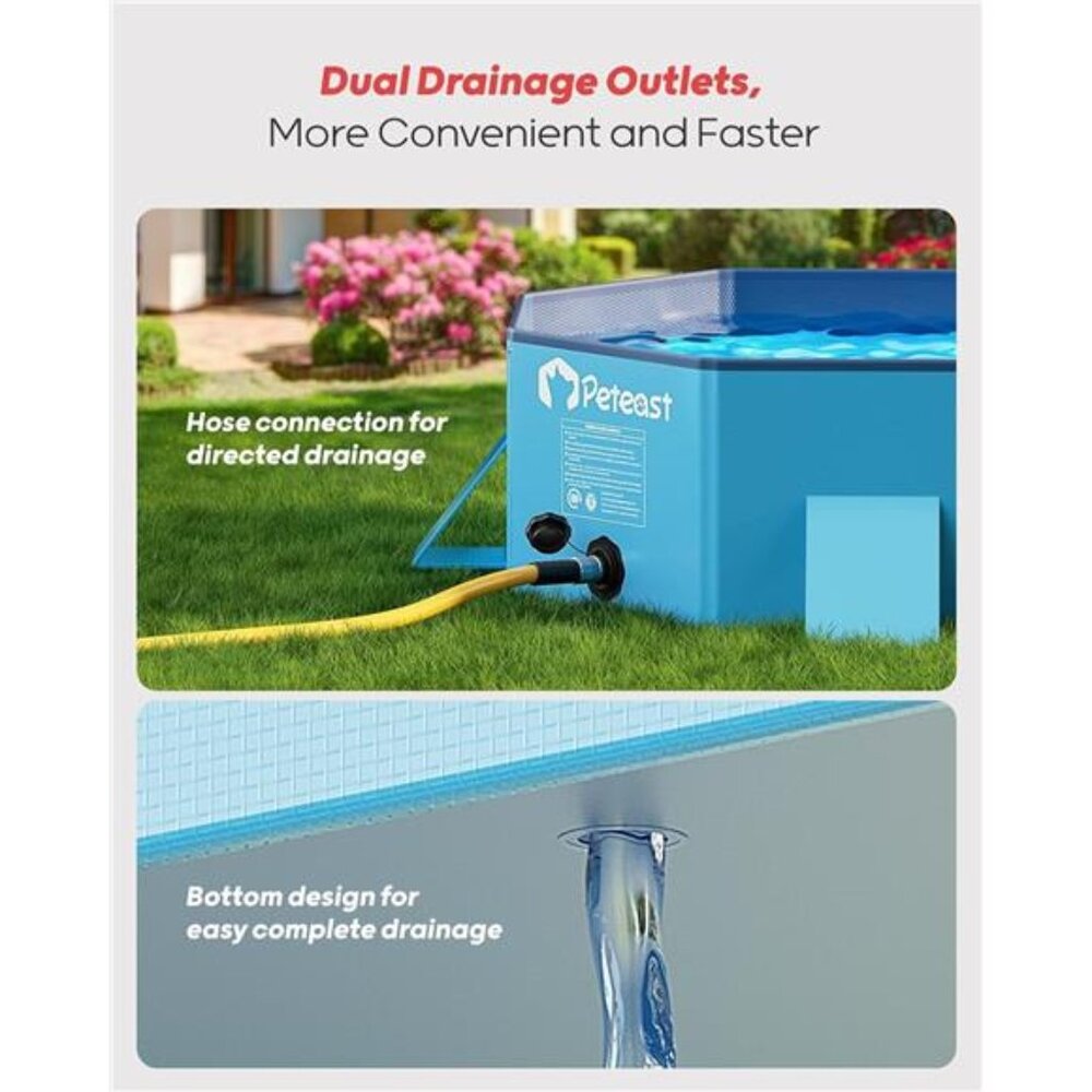 Foldable Dog Pool with Sturdy Square Design Durable, Blue,  71" Lx39 Wx12 - Picture 5 of 8